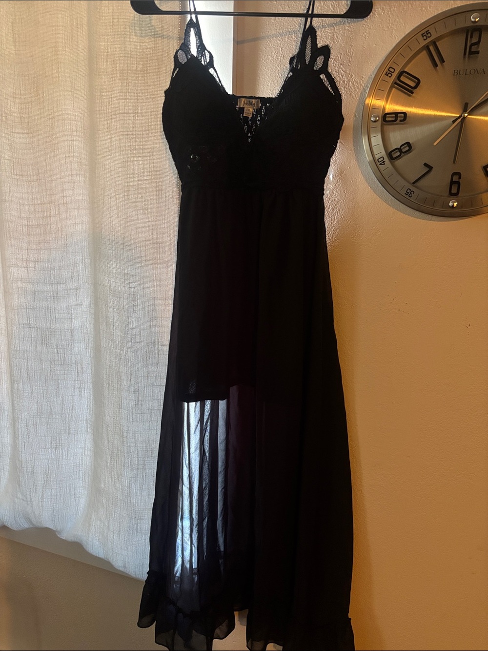 Justify Black Lace V-Neck Spaghetti Strap Maxi Dress